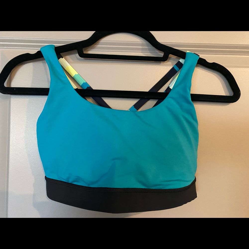 Lululemon Energy Bra. Black/teal - size 6